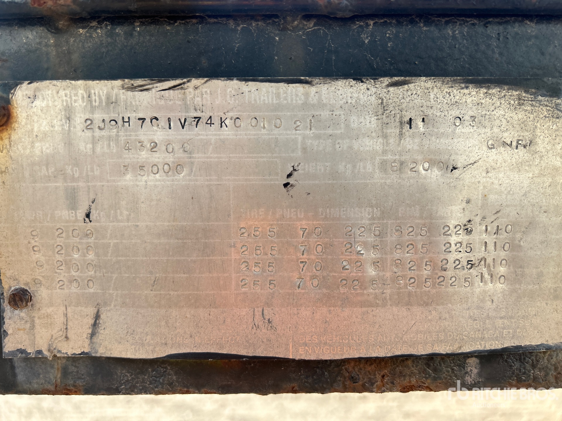 General Appearance with Serial Number / VIN