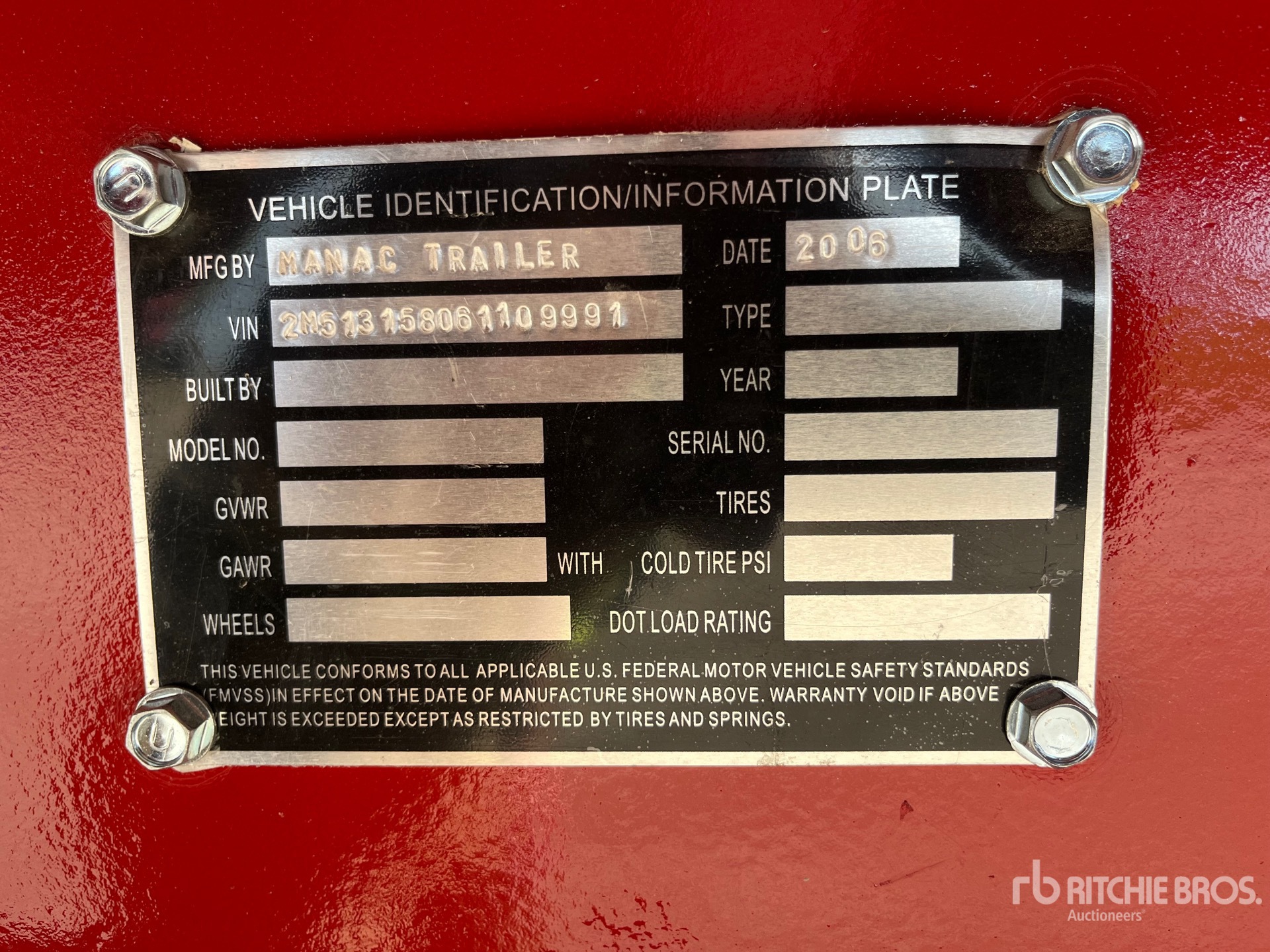 General Appearance with Serial Number / VIN