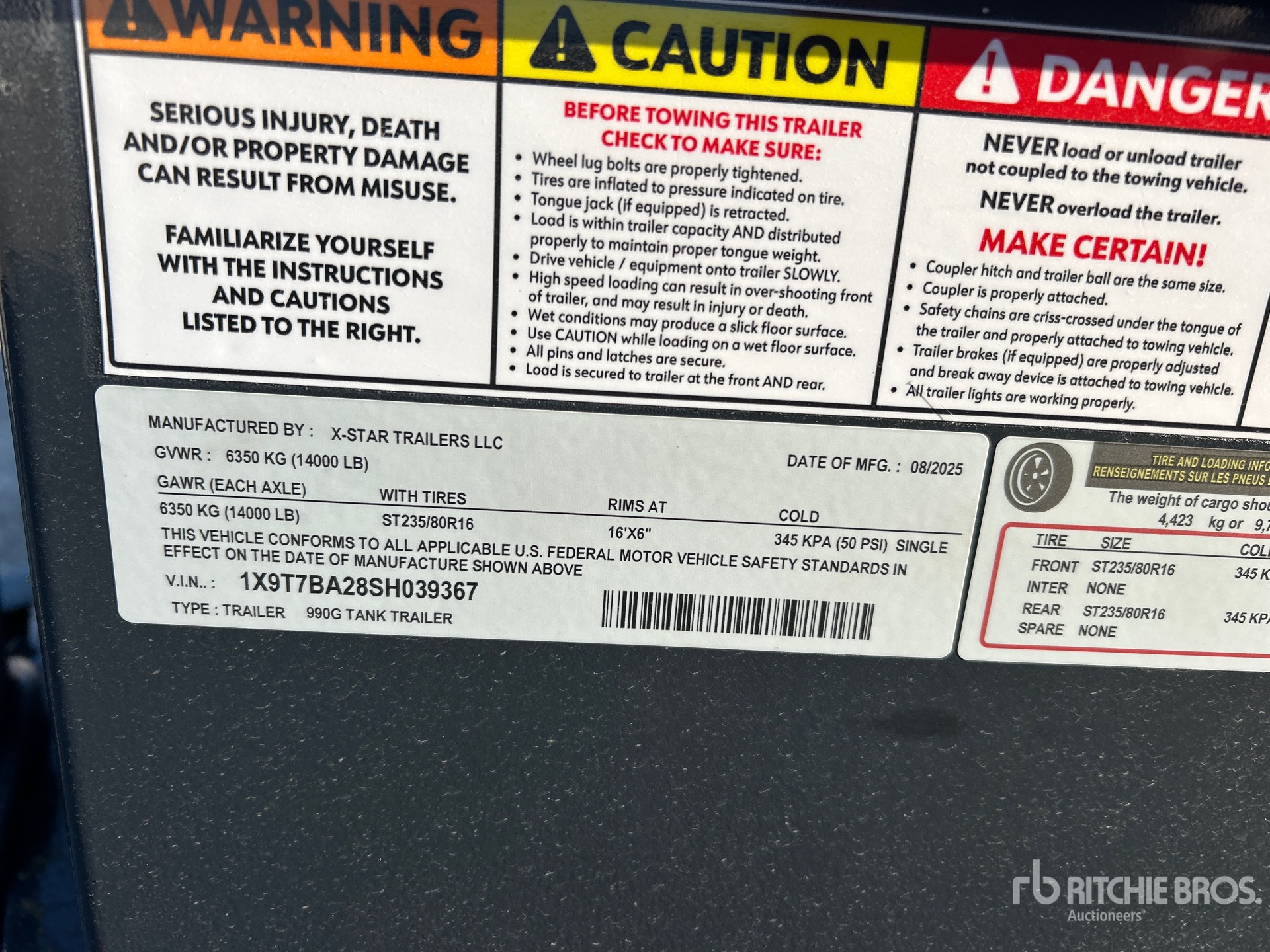 General Appearance with Serial Number / VIN