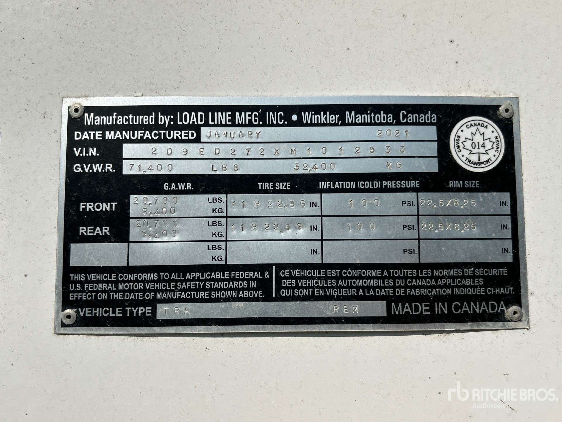 General Appearance with Serial Number / VIN