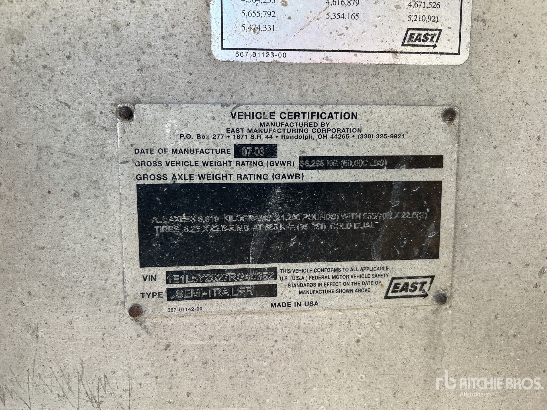 General Appearance with Serial Number / VIN