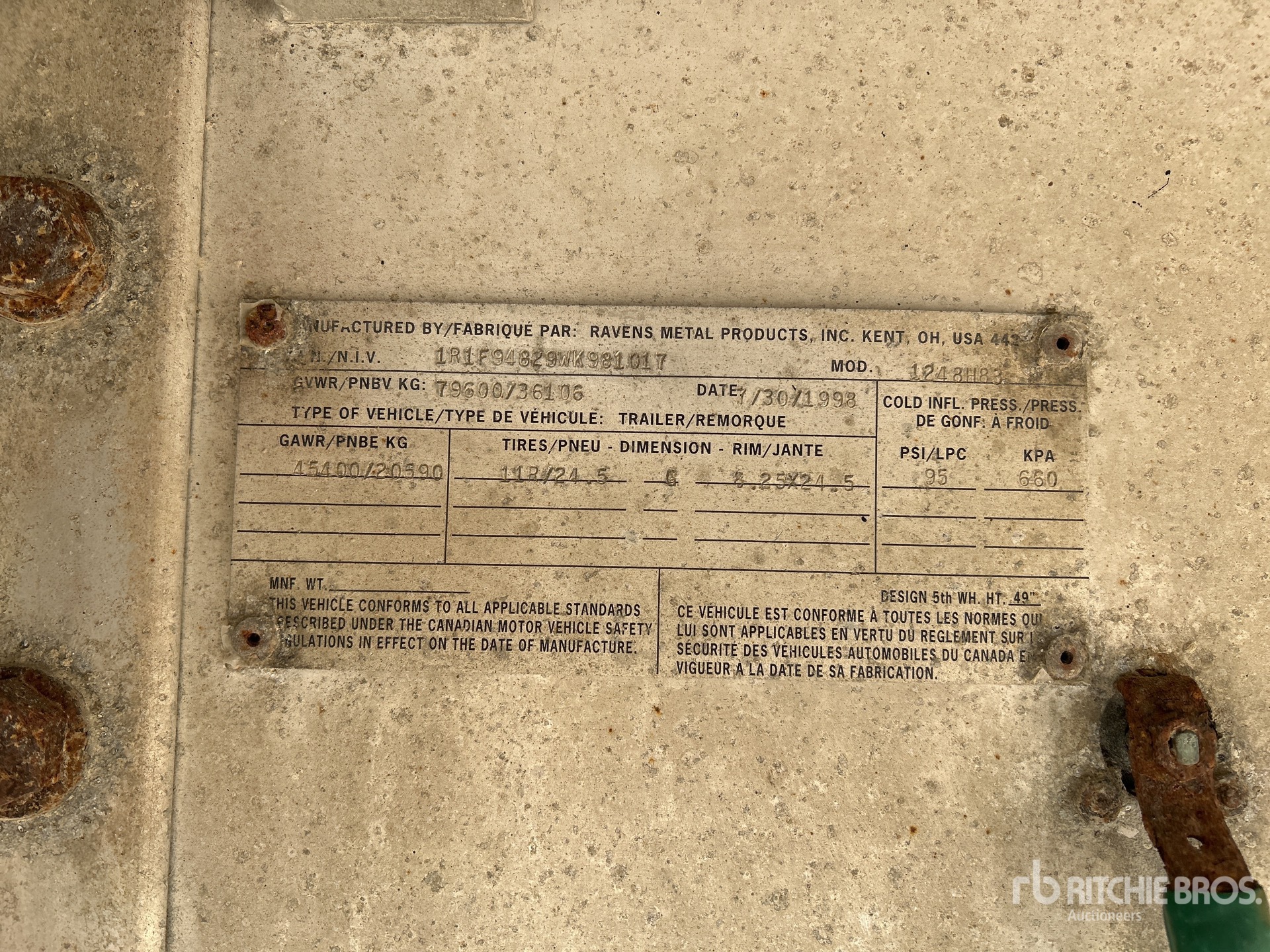 General Appearance with Serial Number / VIN