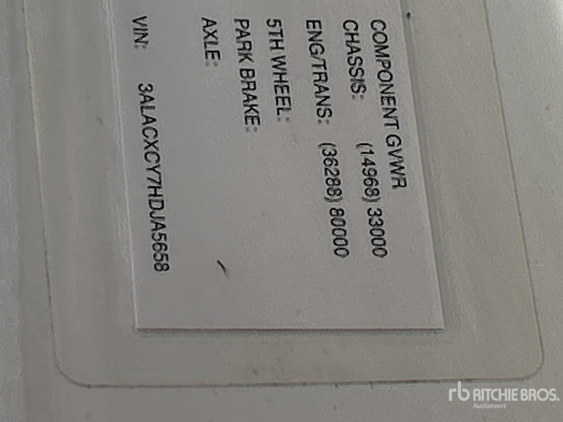 General Appearance with Serial Number / VIN