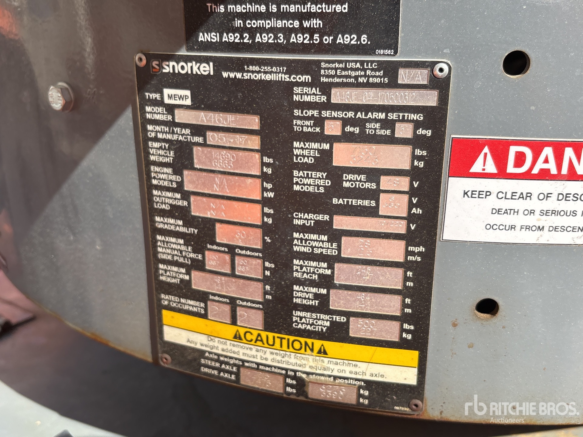 General Appearance with Serial Number / VIN