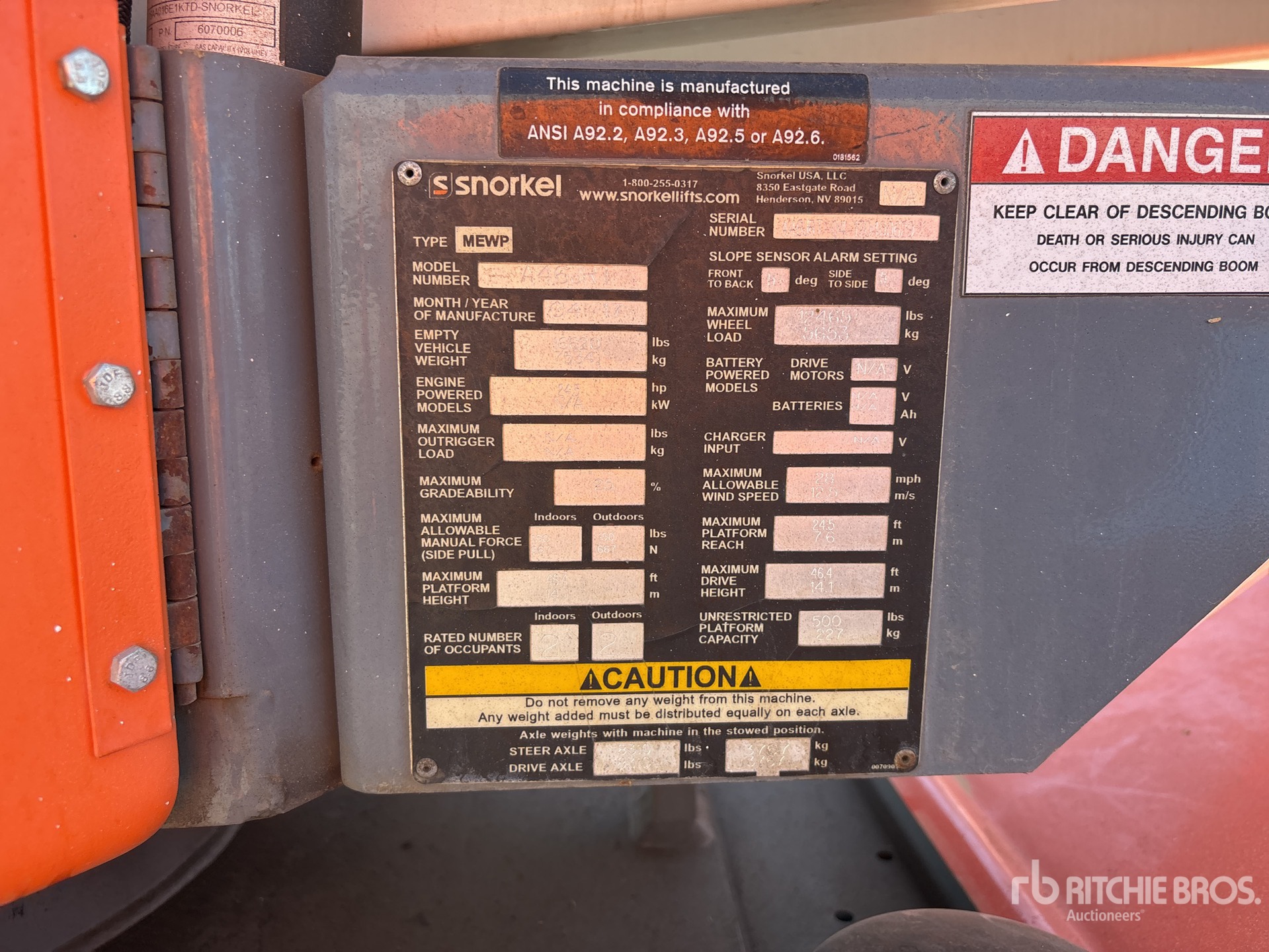 General Appearance with Serial Number / VIN
