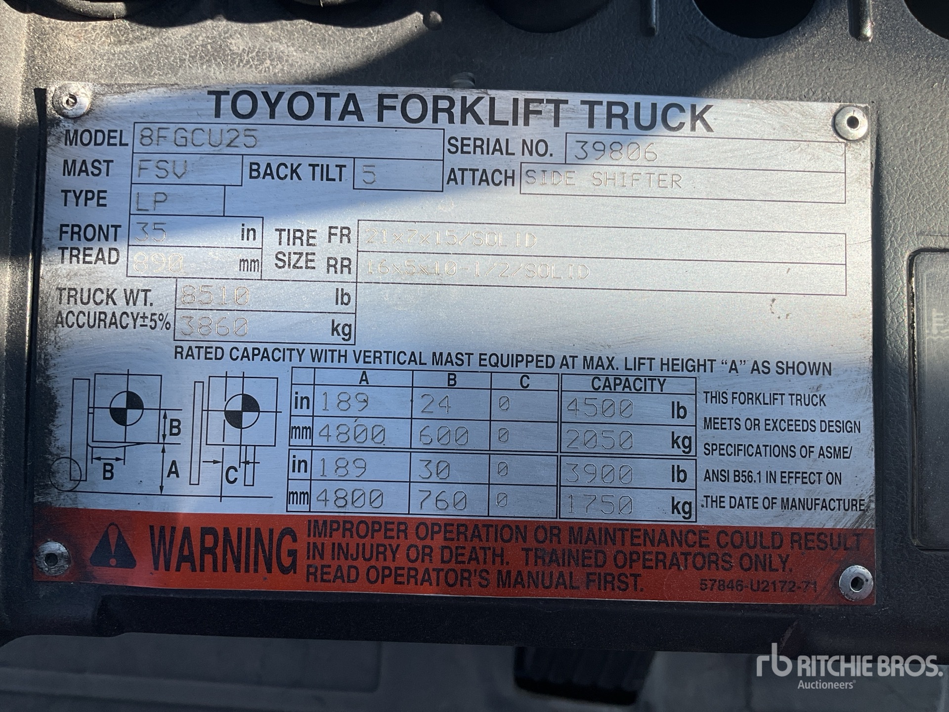 General Appearance with Serial Number / VIN
