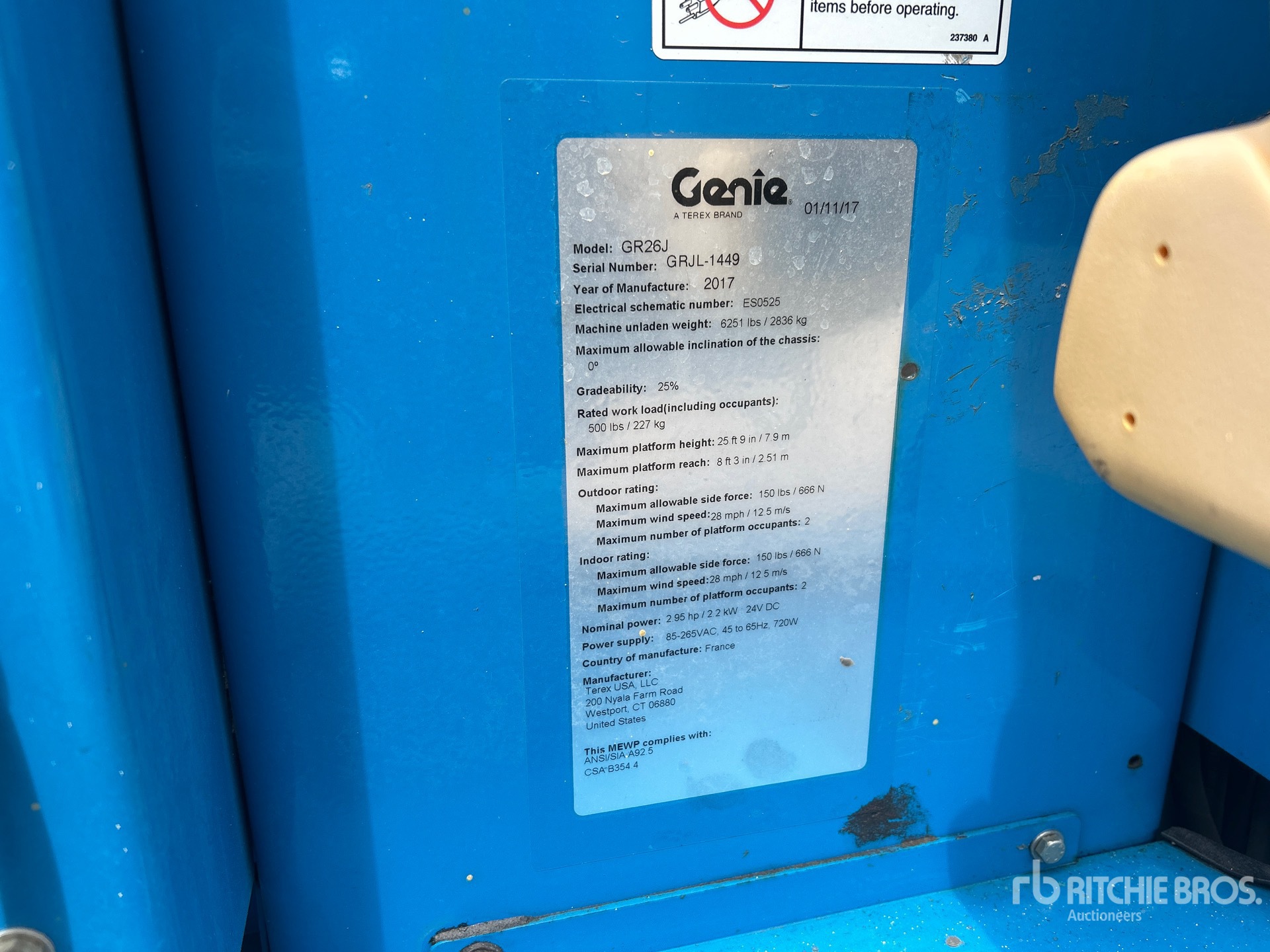 General Appearance with Serial Number / VIN