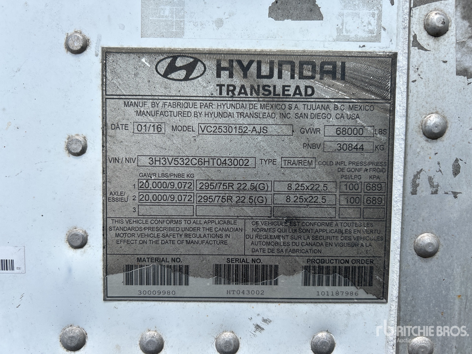General Appearance with Serial Number / VIN