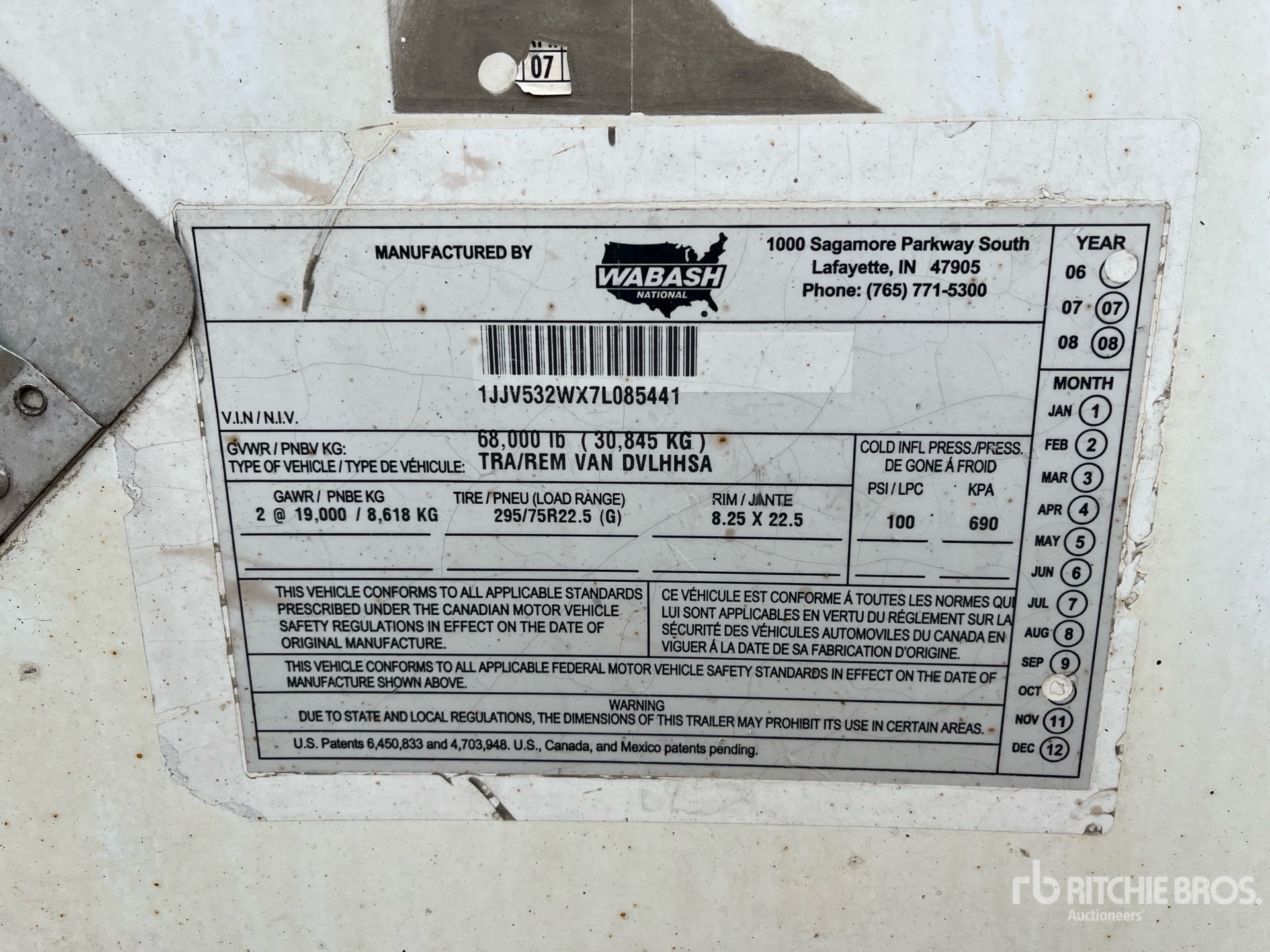 General Appearance with Serial Number / VIN