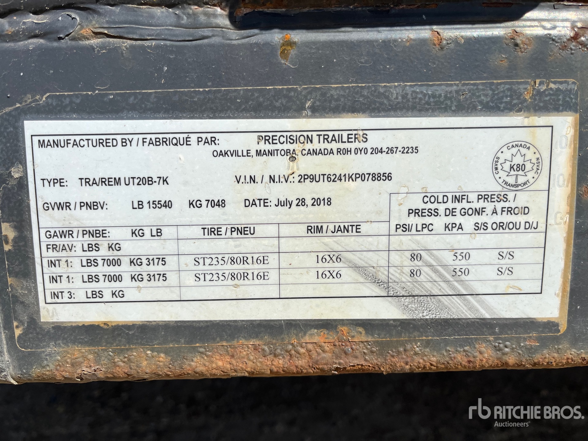General Appearance with Serial Number / VIN