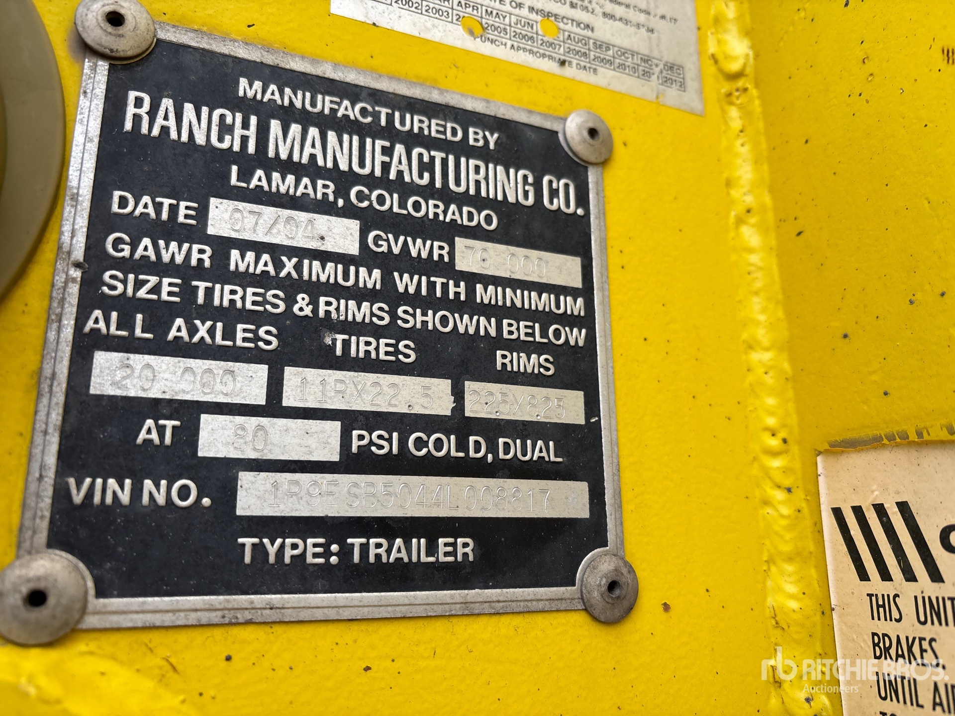 General Appearance with Serial Number / VIN