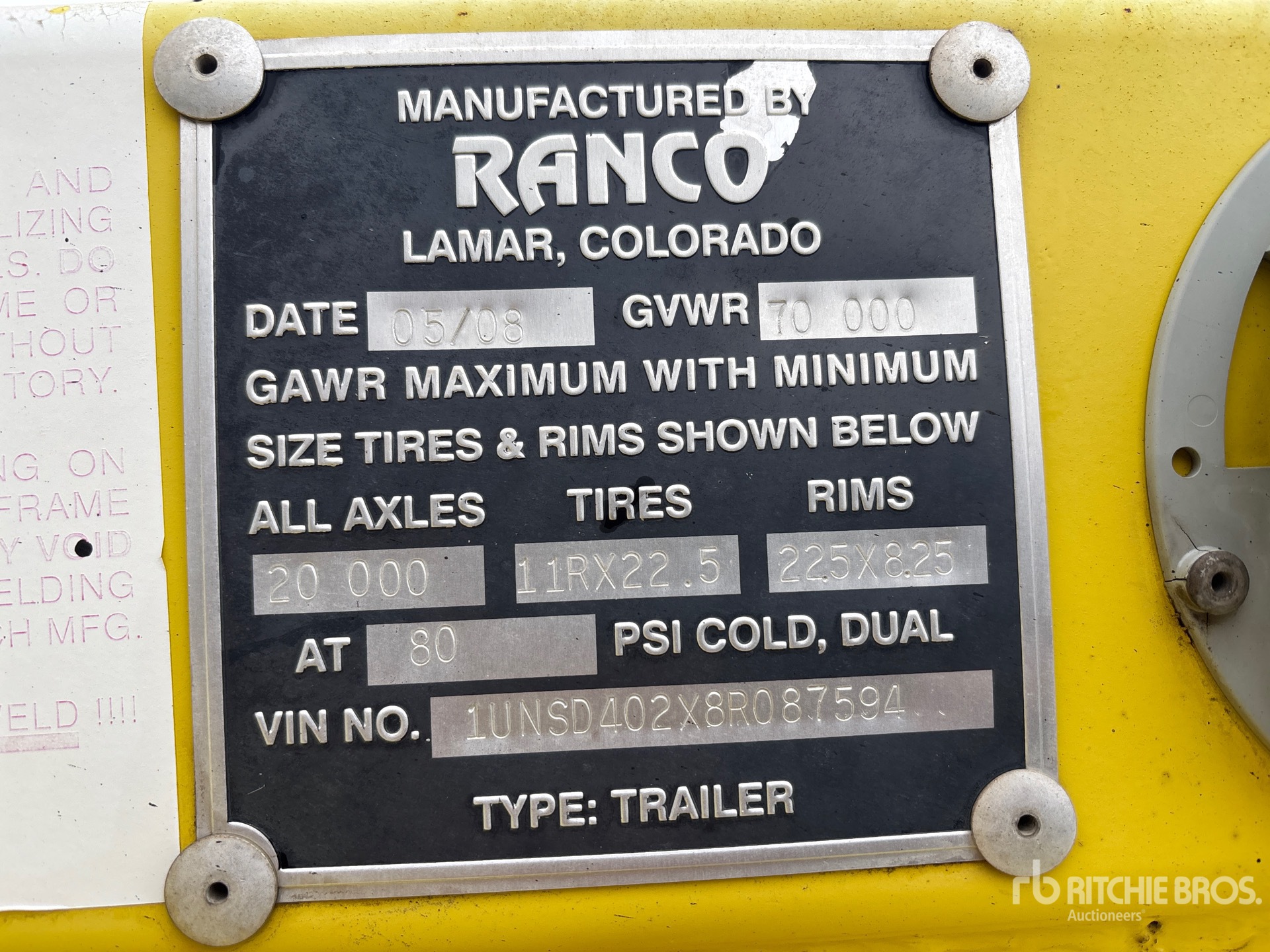 General Appearance with Serial Number / VIN