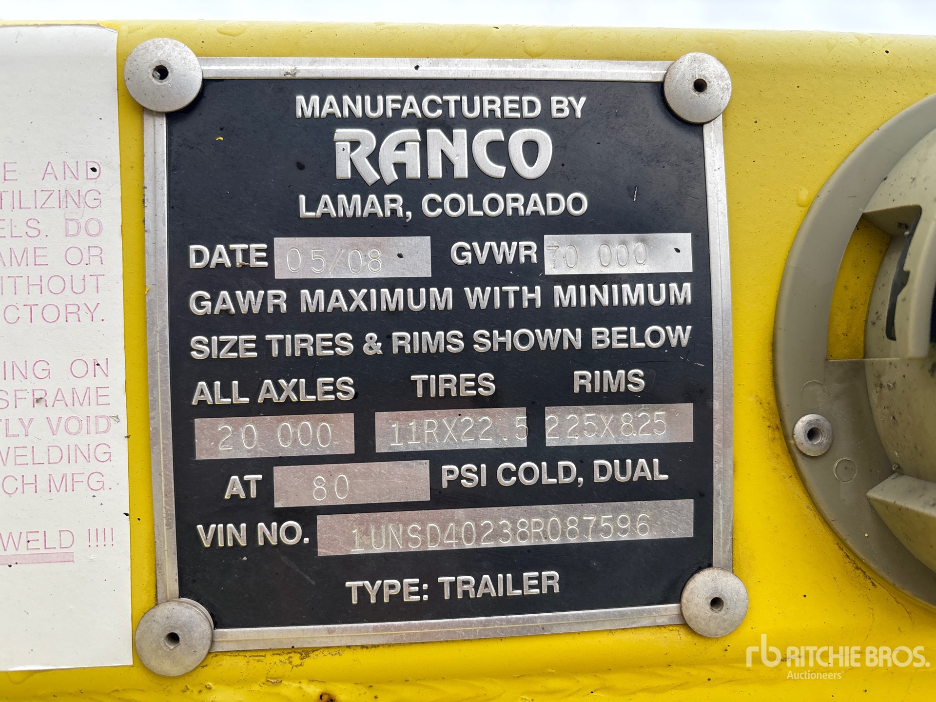 General Appearance with Serial Number / VIN