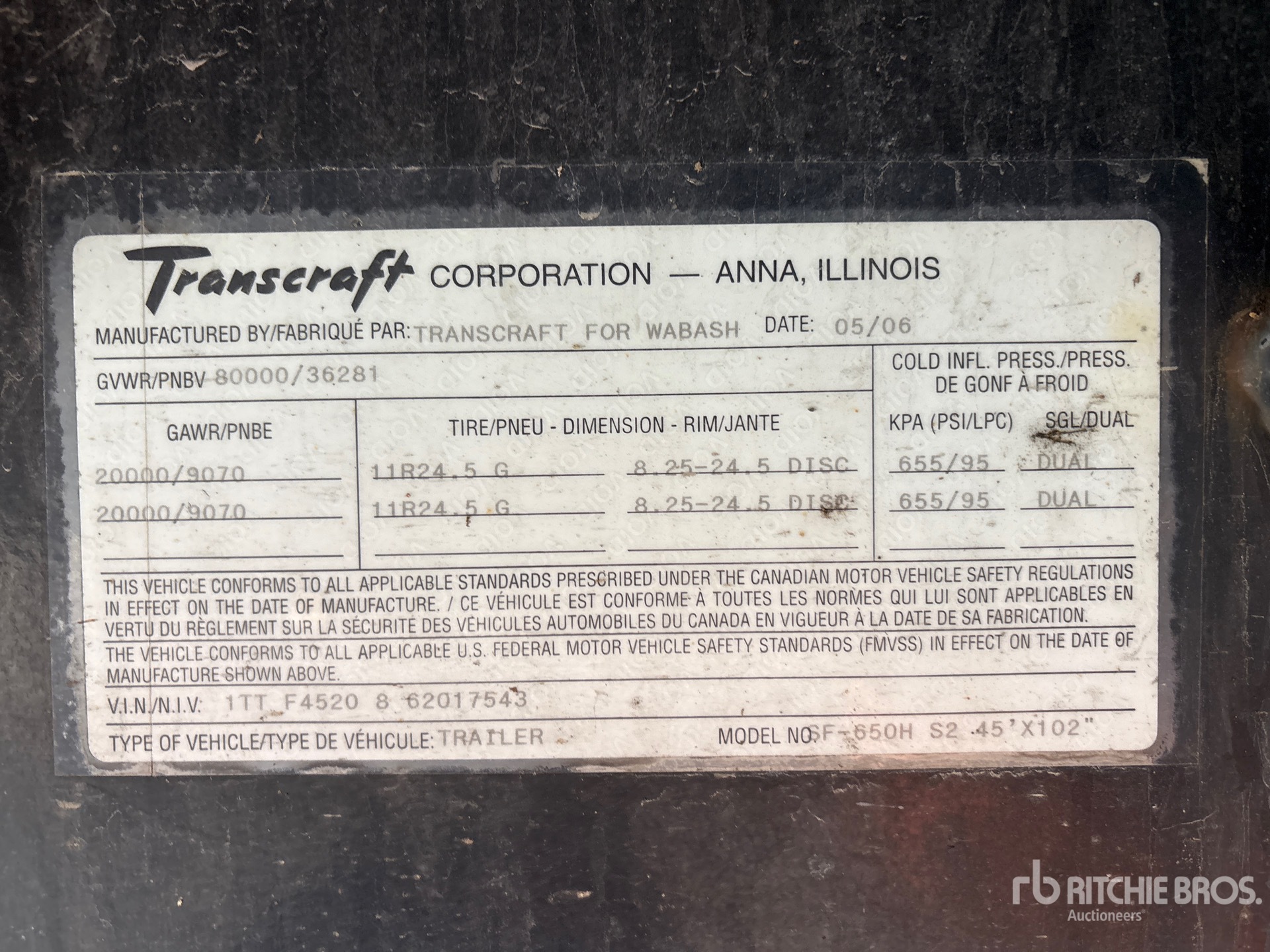 General Appearance with Serial Number / VIN