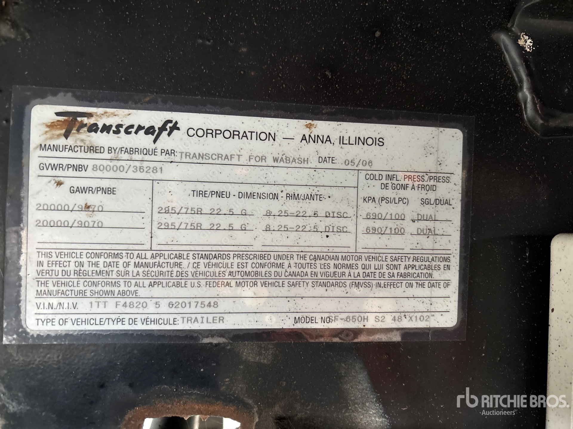 General Appearance with Serial Number / VIN