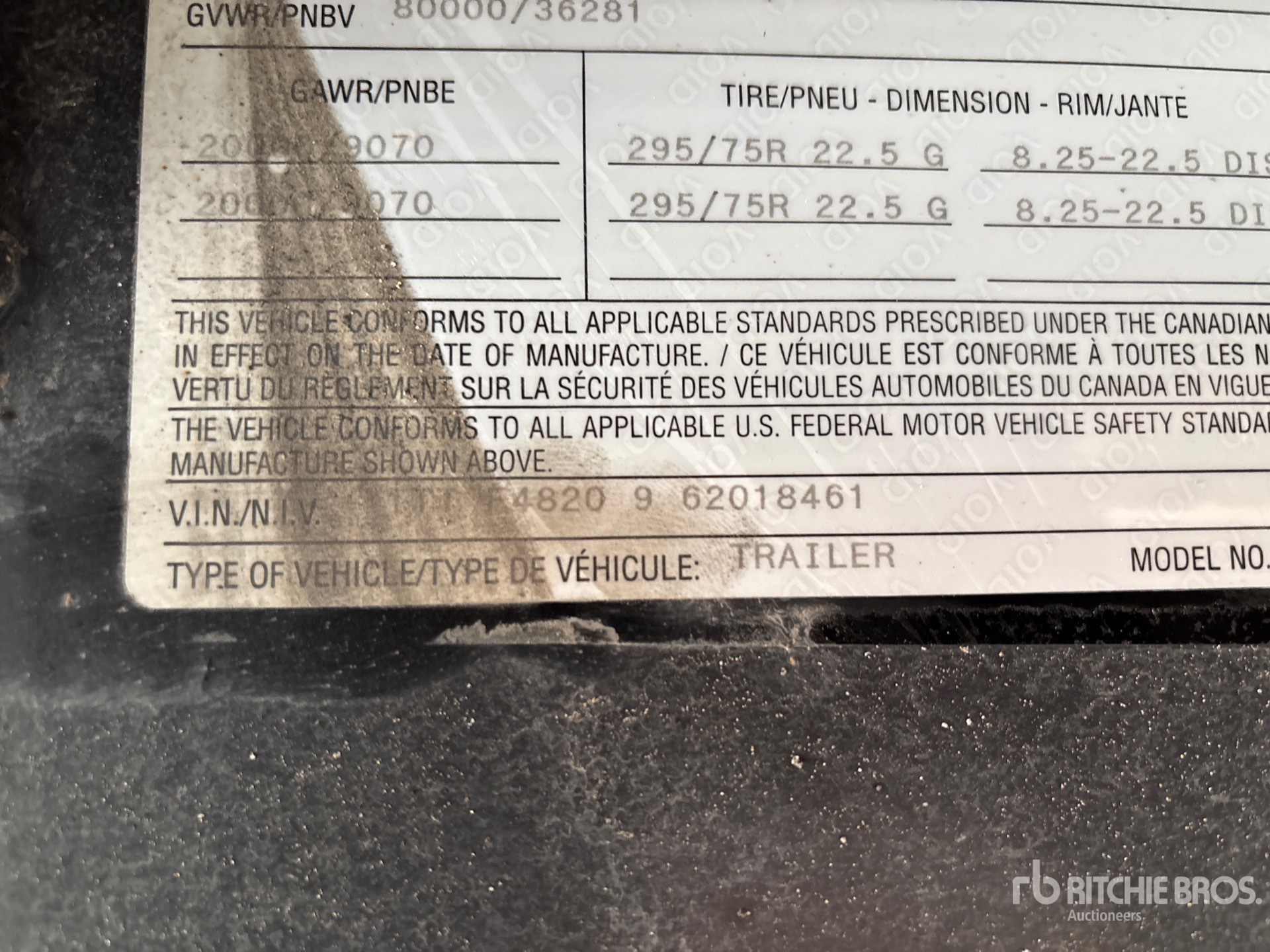 General Appearance with Serial Number / VIN