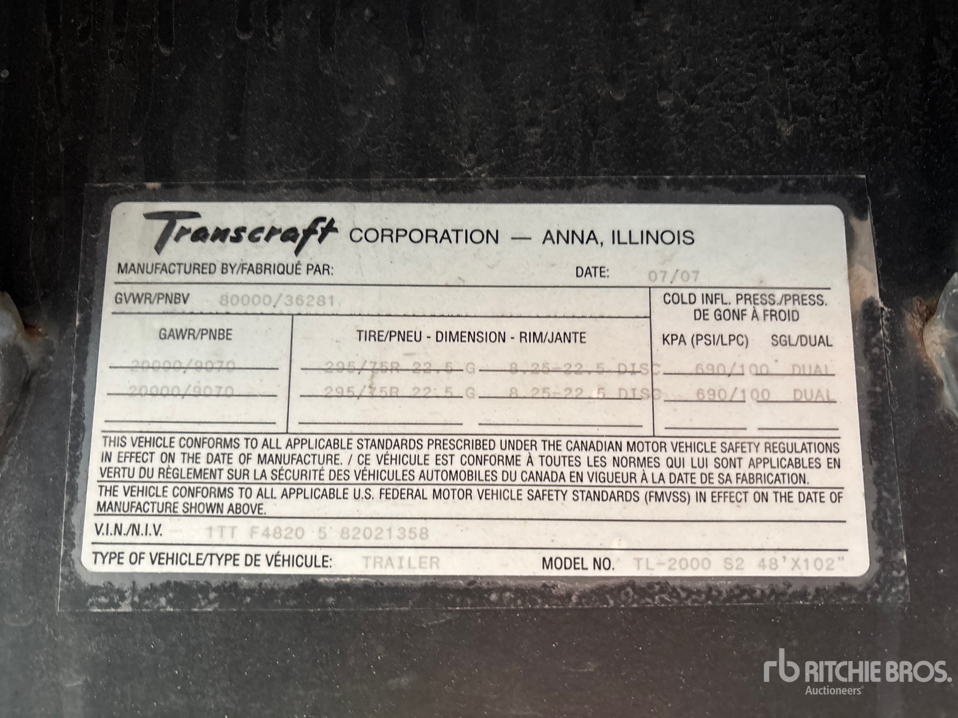 General Appearance with Serial Number / VIN