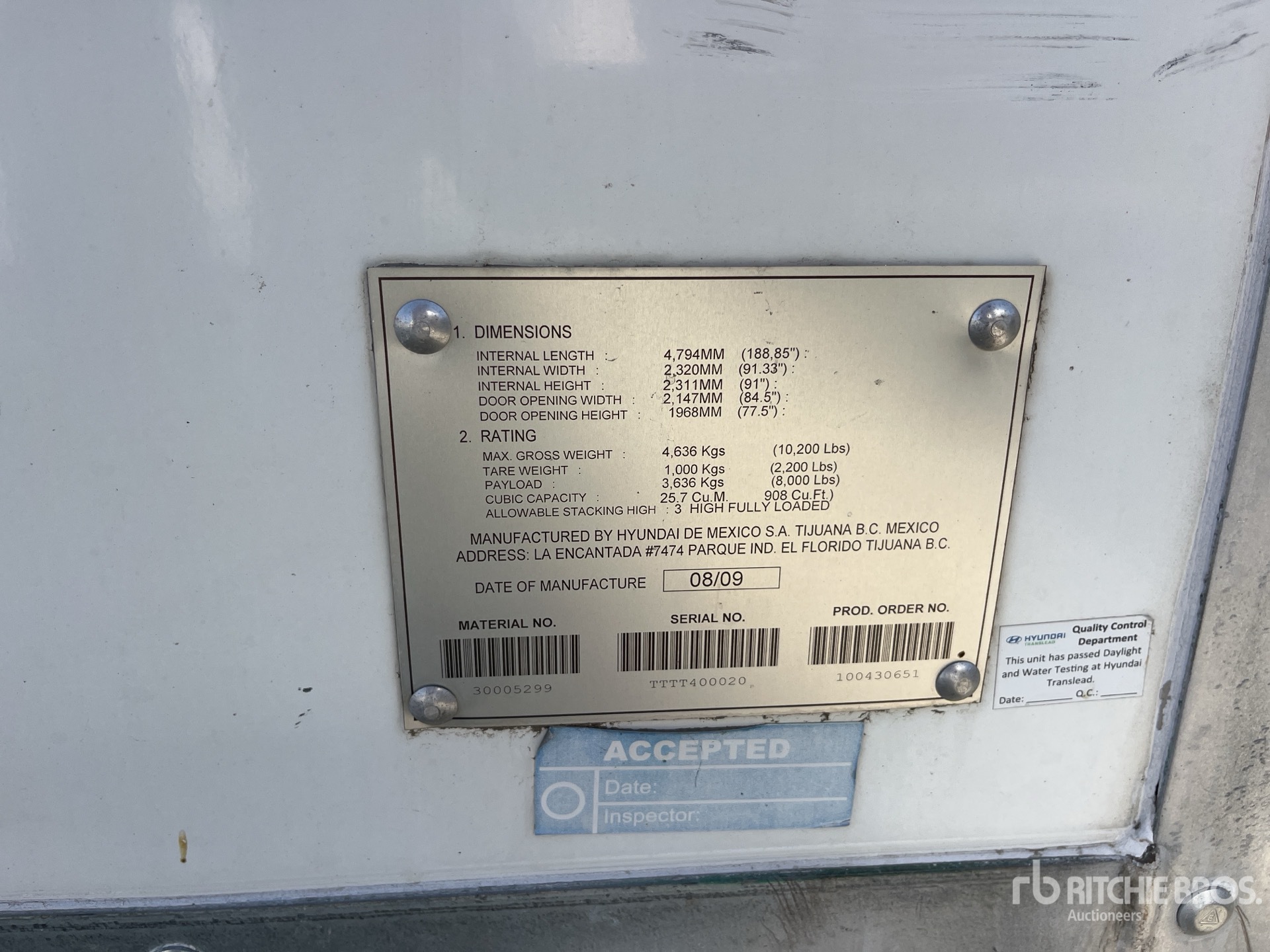 General Appearance with Serial Number / VIN