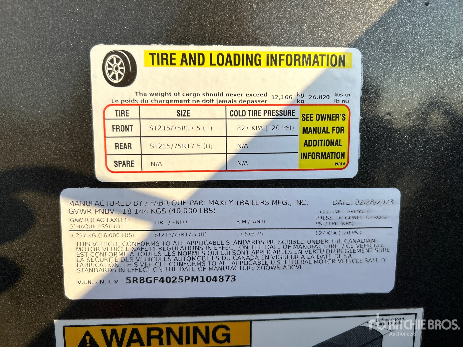 General Appearance with Serial Number / VIN