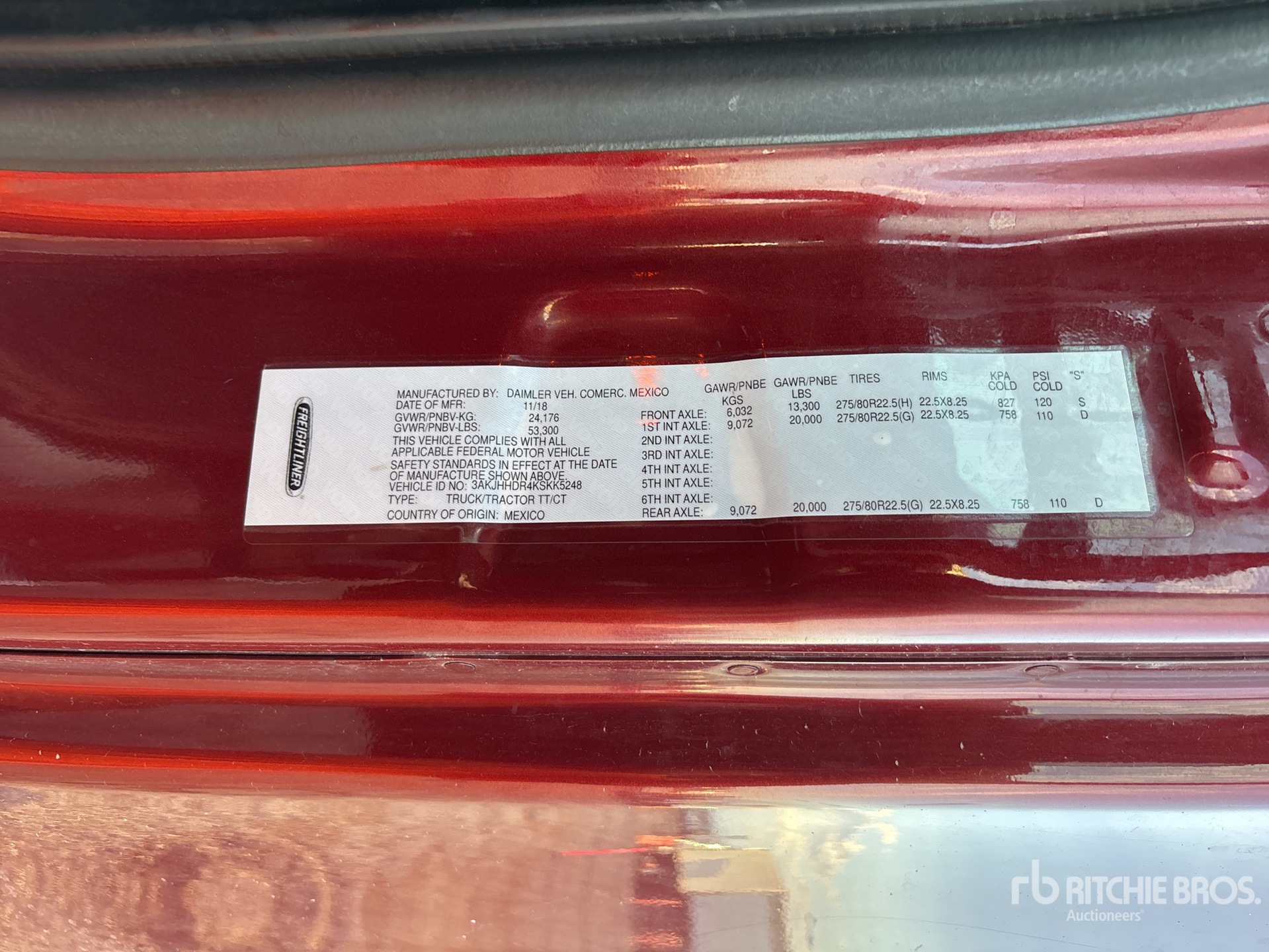 General Appearance with Serial Number / VIN