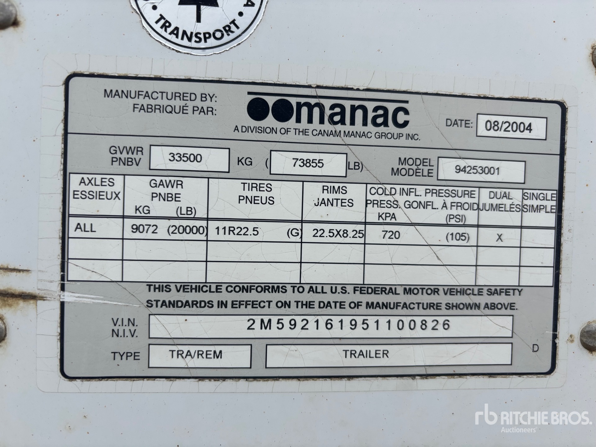 General Appearance with Serial Number / VIN