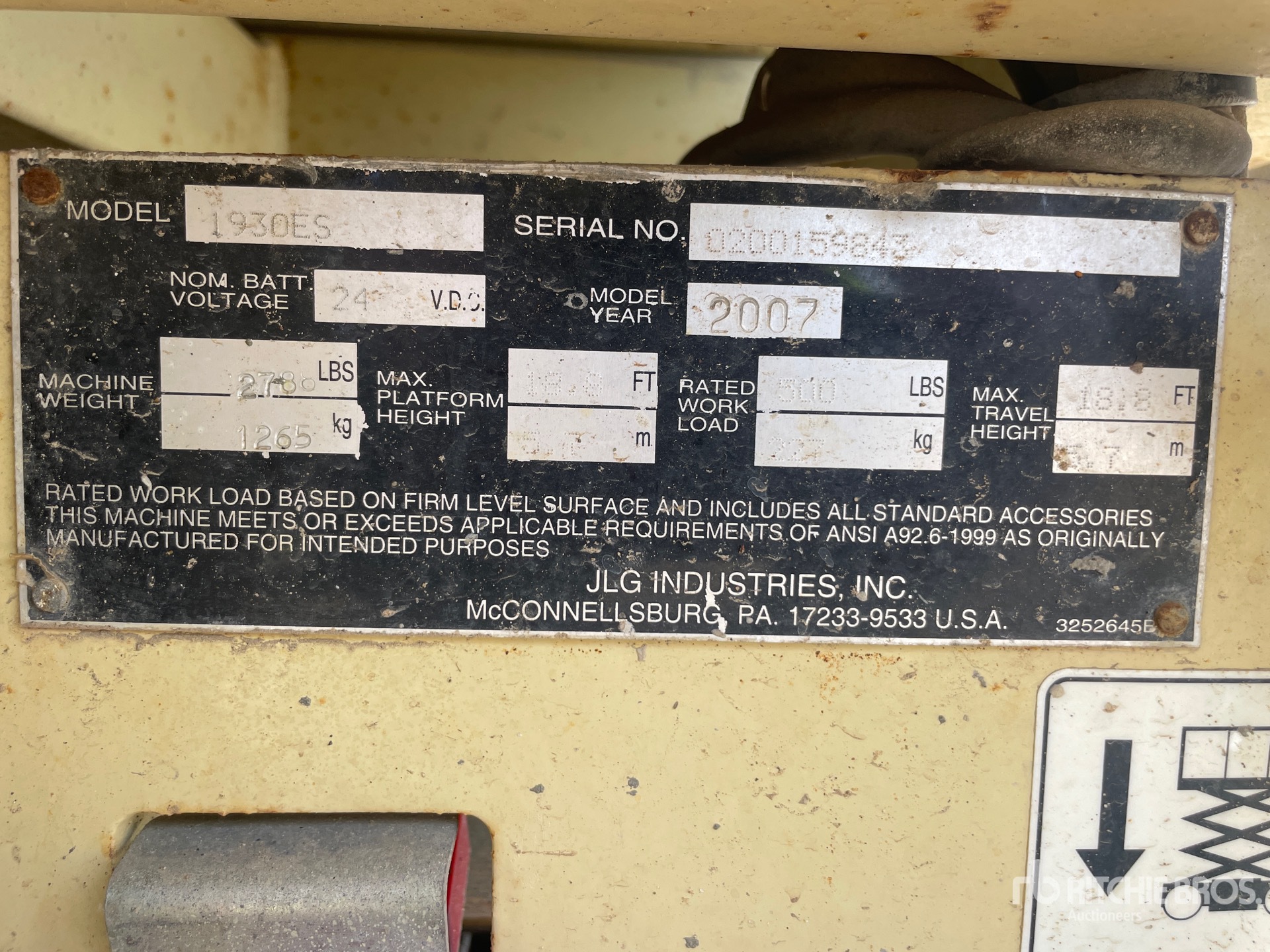 General Appearance with Serial Number / VIN