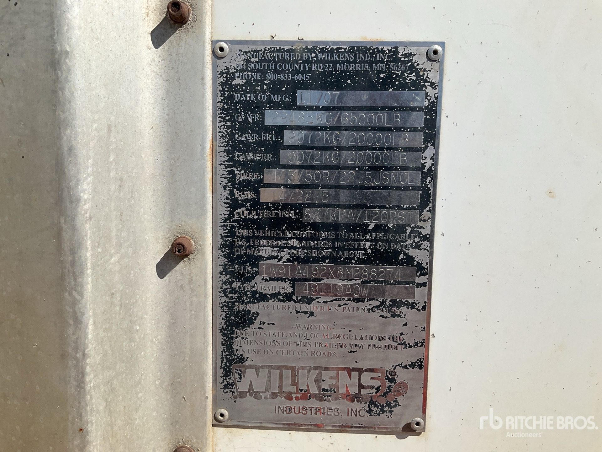 General Appearance with Serial Number / VIN