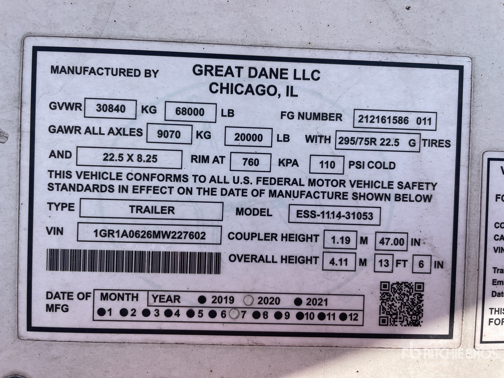 General Appearance with Numéro de série/Numéro d'identification du véhicule automobile
