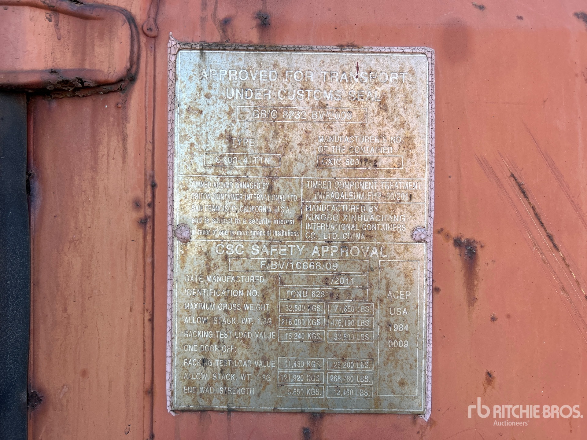 General Appearance with Serial Number / VIN