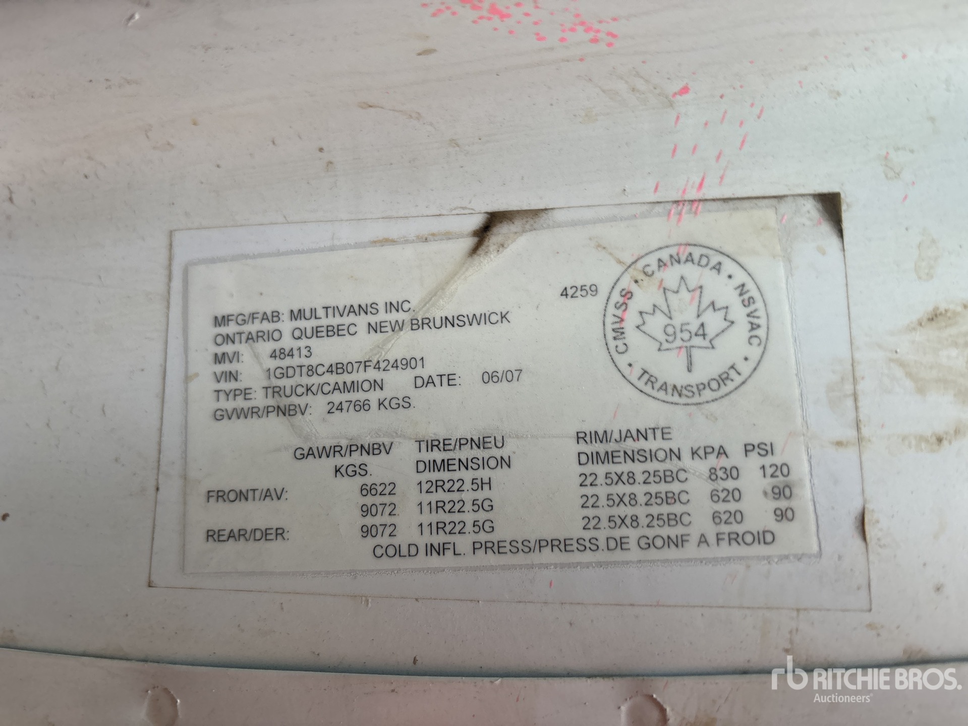 General Appearance with Serial Number / VIN
