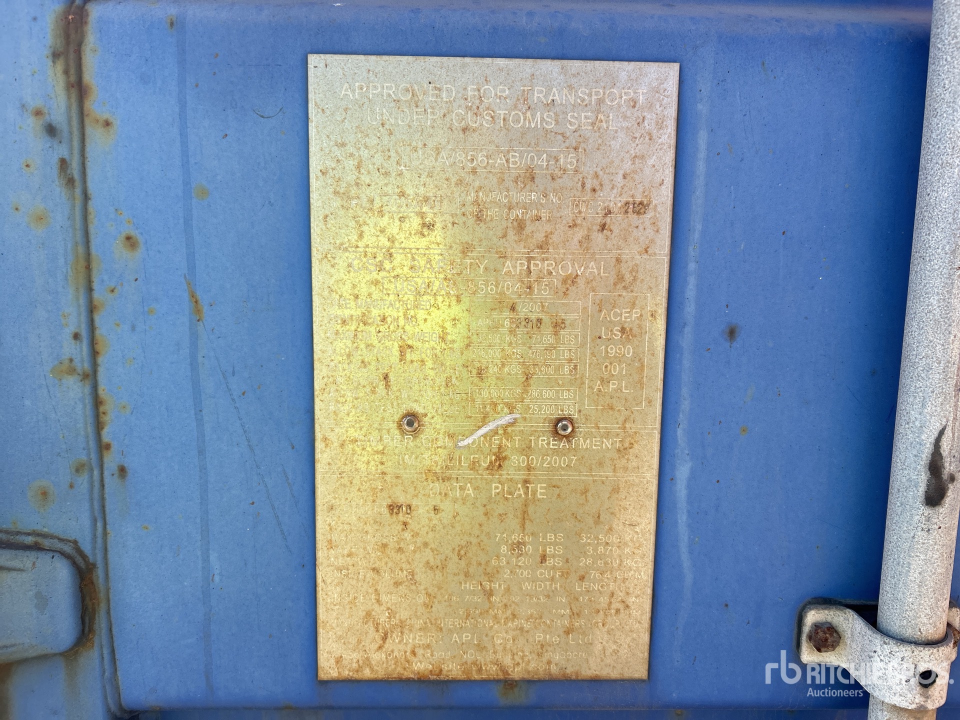 General Appearance with Serial Number / VIN