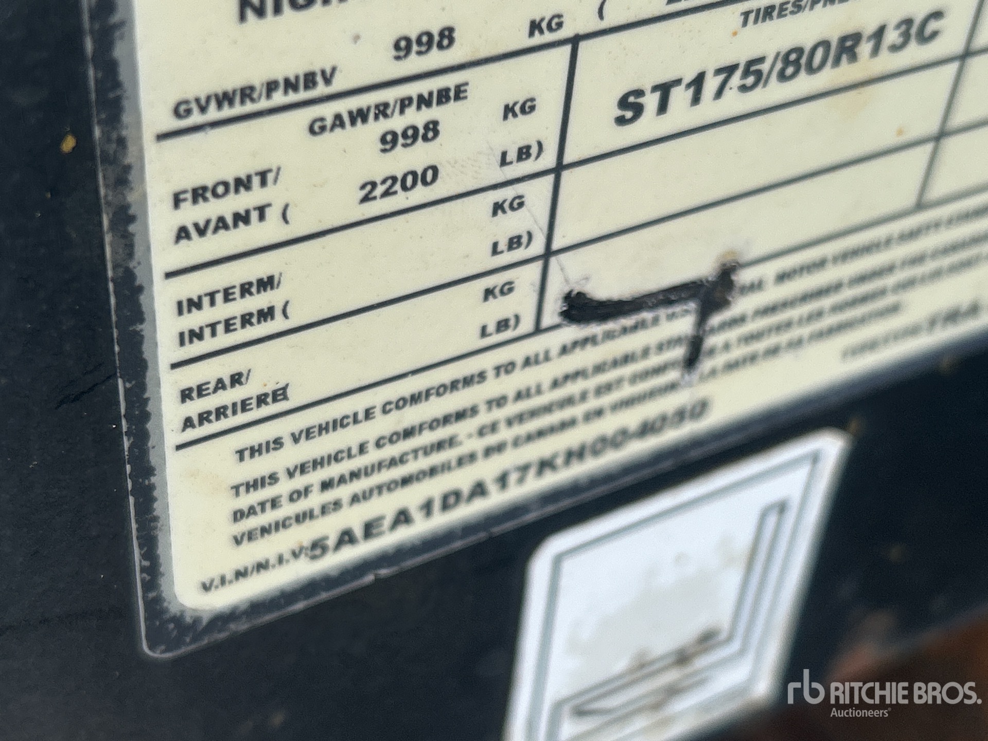 General Appearance with Serial Number / VIN