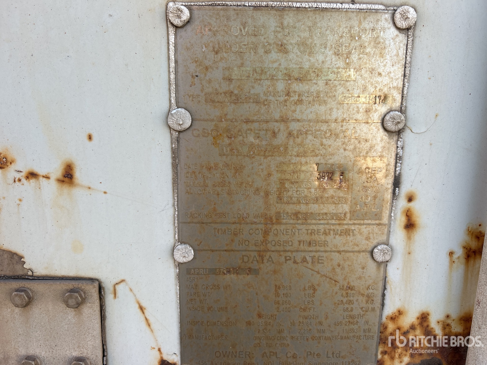 General Appearance with Serial Number / VIN