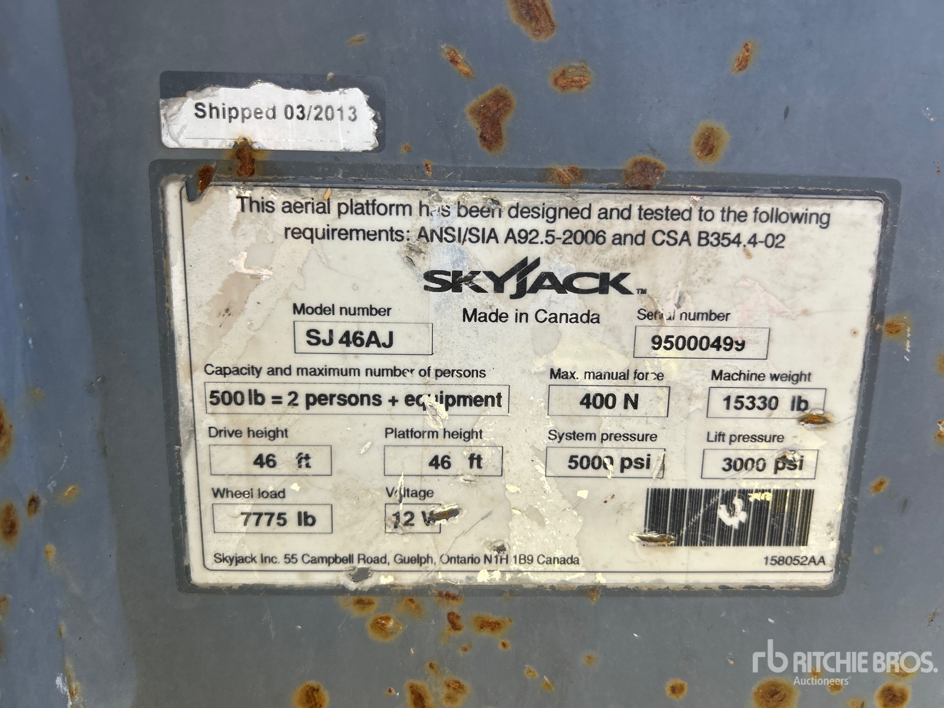 General Appearance with Serial Number / VIN