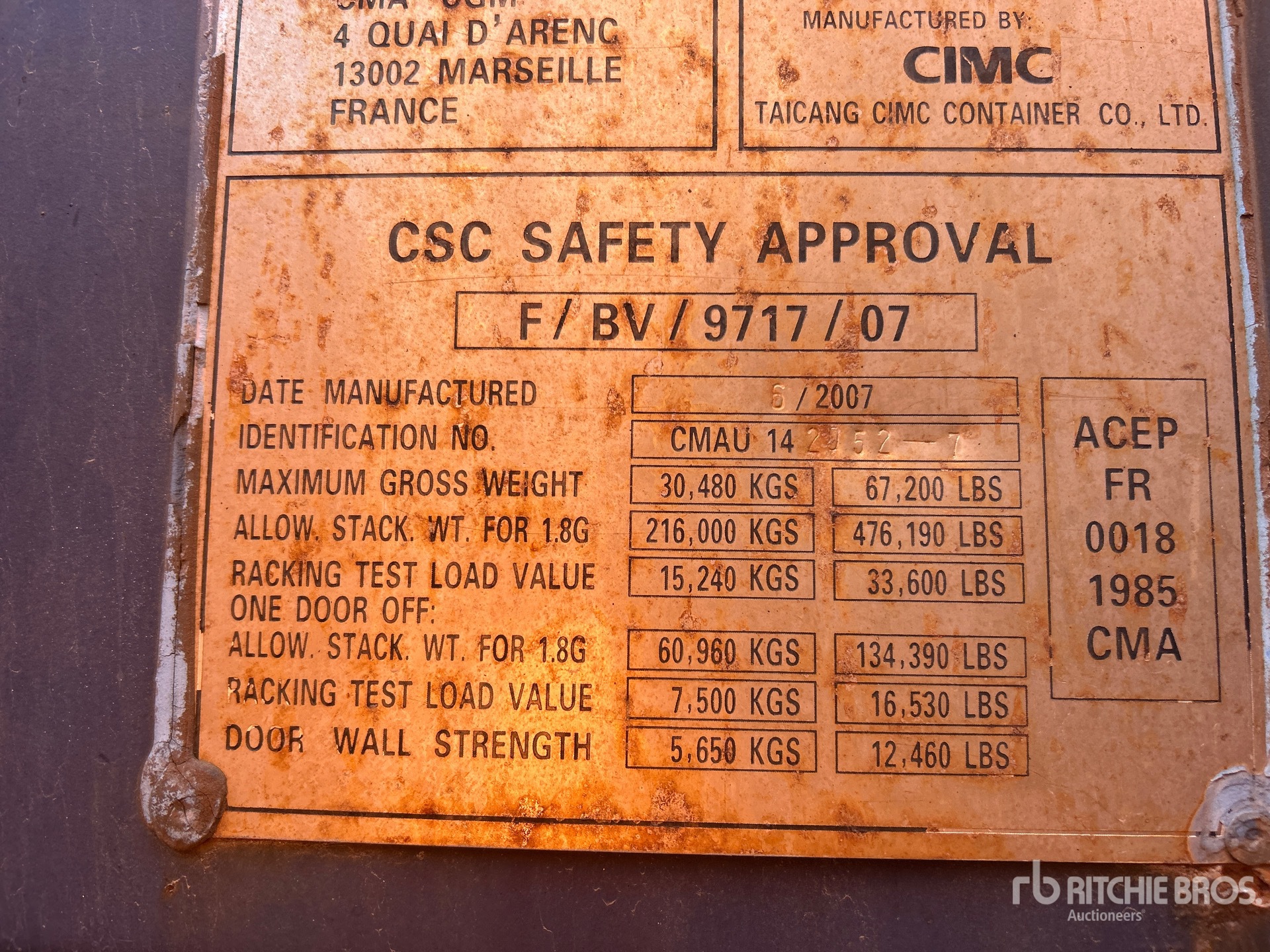 General Appearance with Serial Number / VIN
