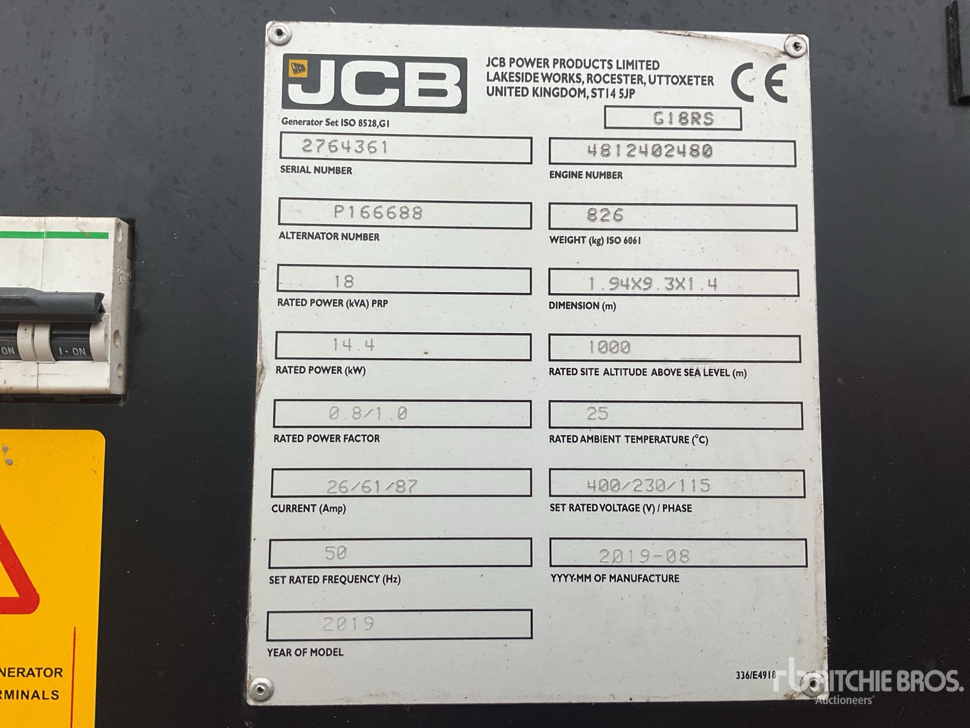 General Appearance with Serial Number / VIN