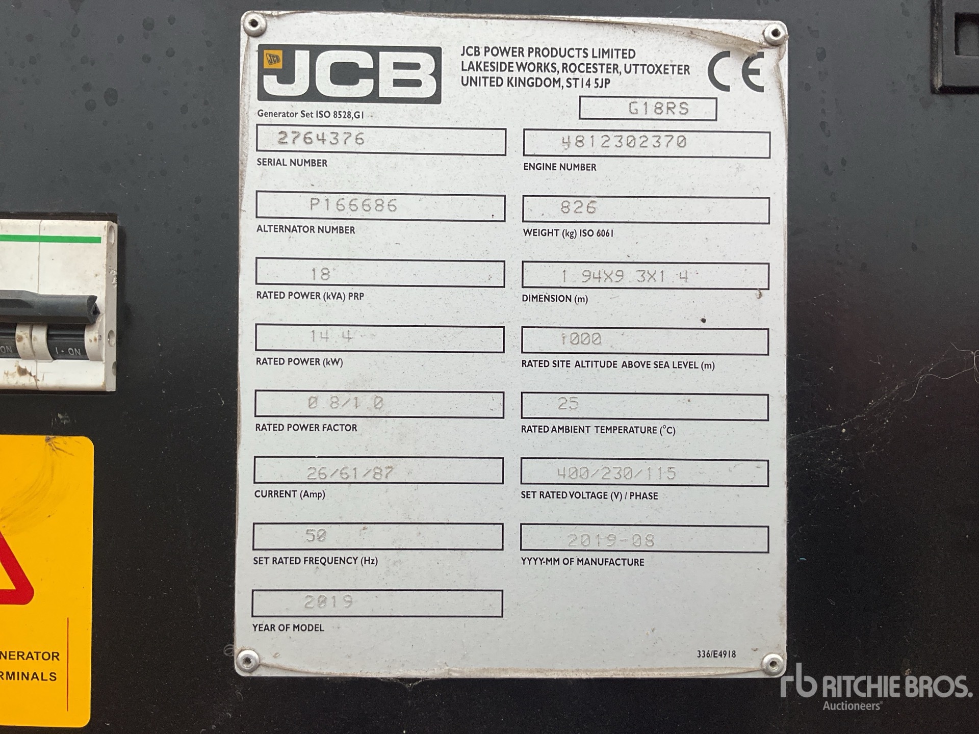 General Appearance with Serial Number / VIN