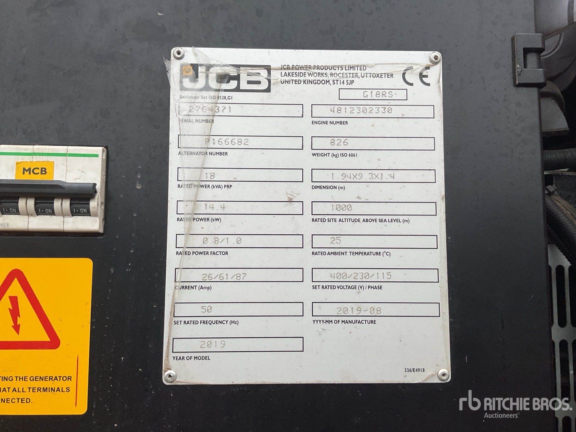 General Appearance with Serial Number / VIN