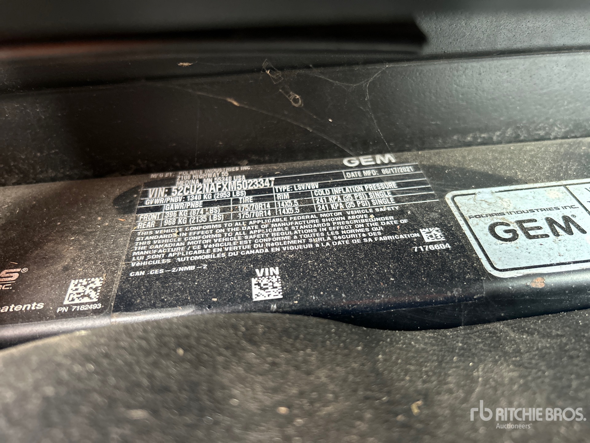 General Appearance with Serial Number / VIN