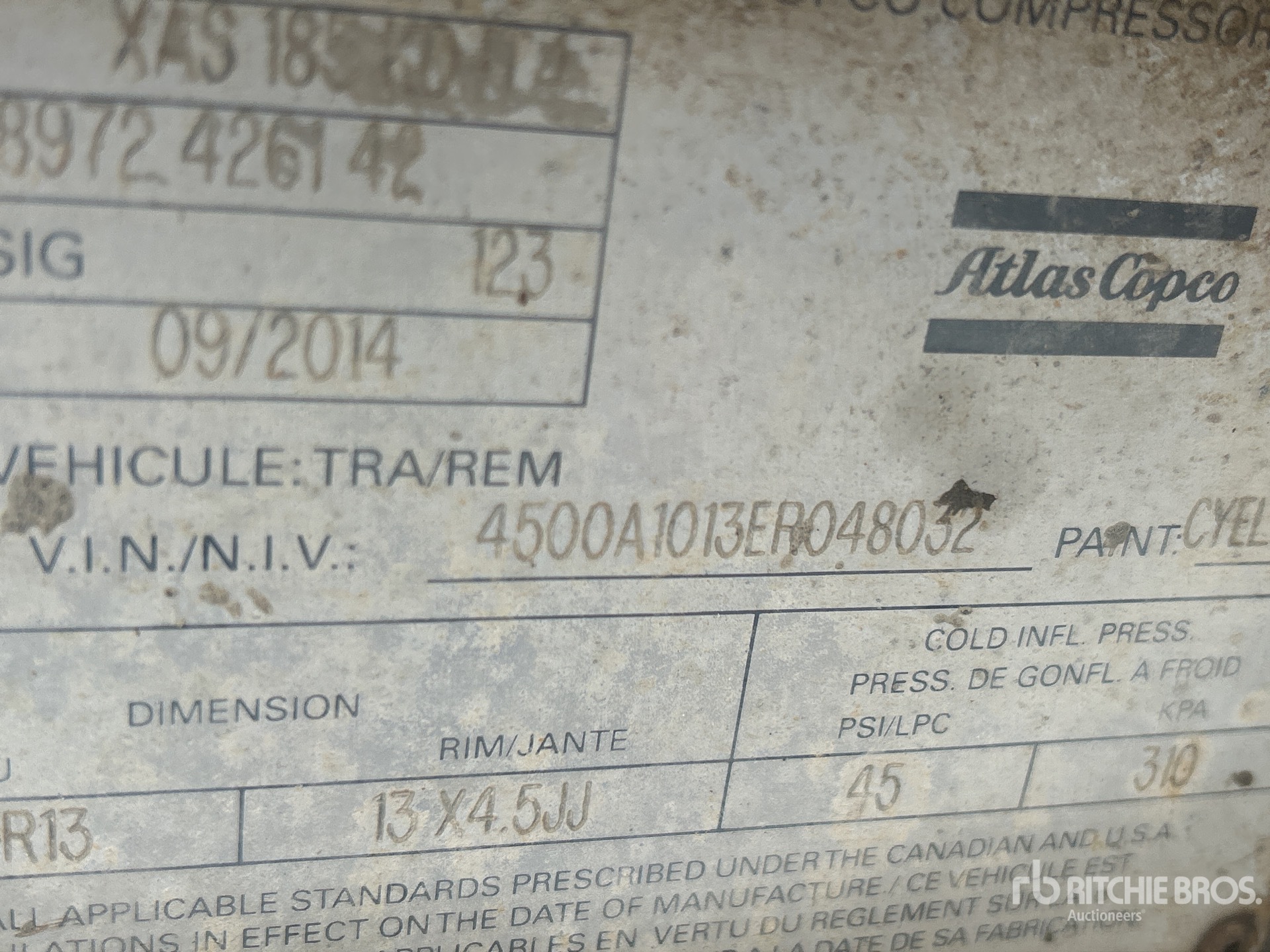 General Appearance with Serial Number / VIN