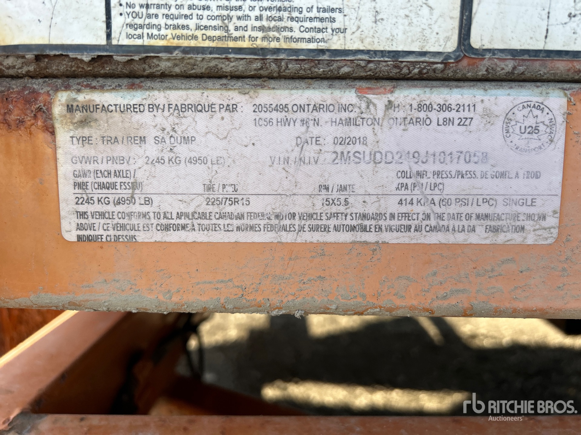 General Appearance with Serial Number / VIN
