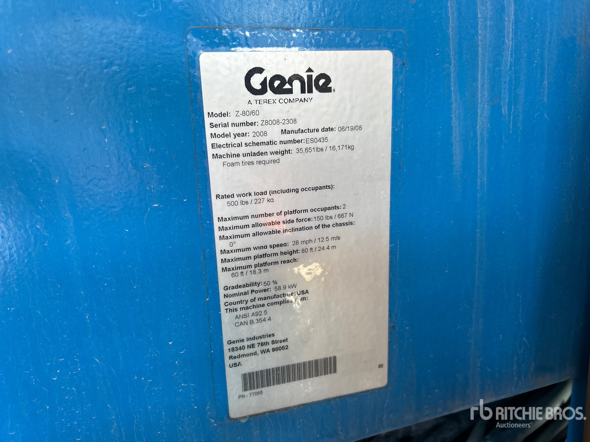General Appearance with Serial Number / VIN