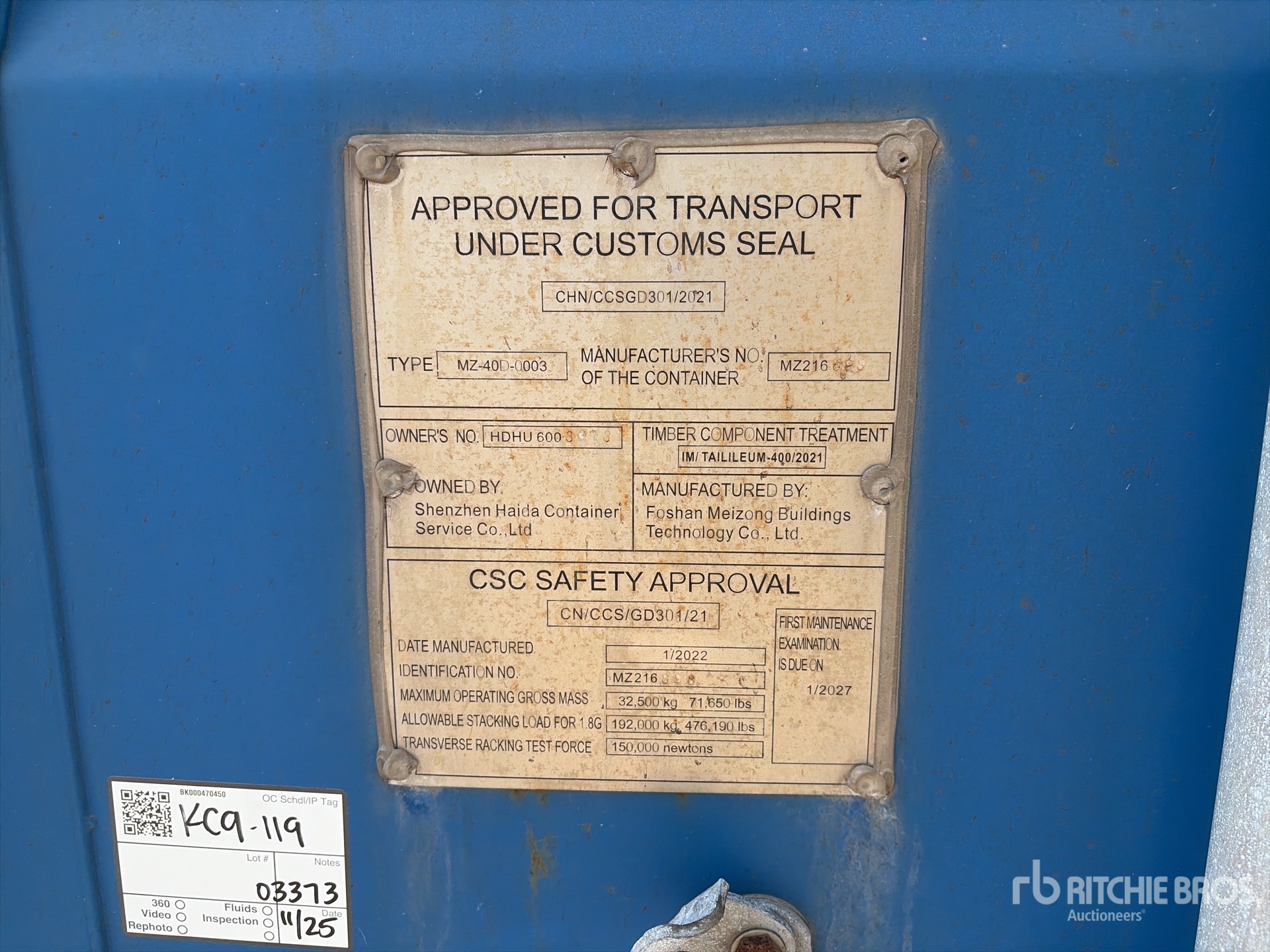 General Appearance with Serial Number / VIN