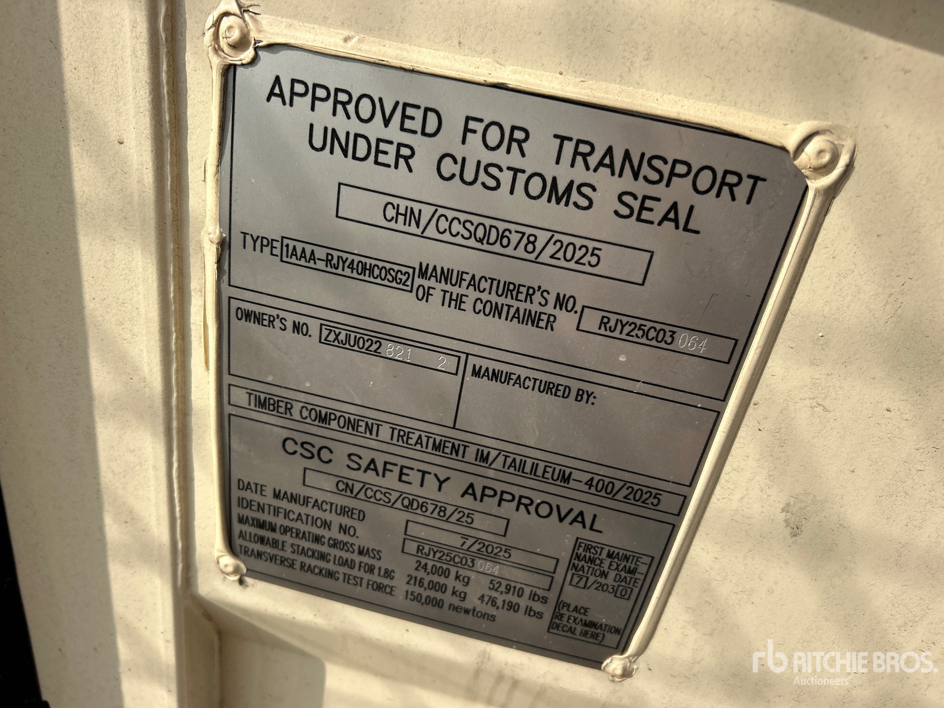 General Appearance with Serial Number / VIN