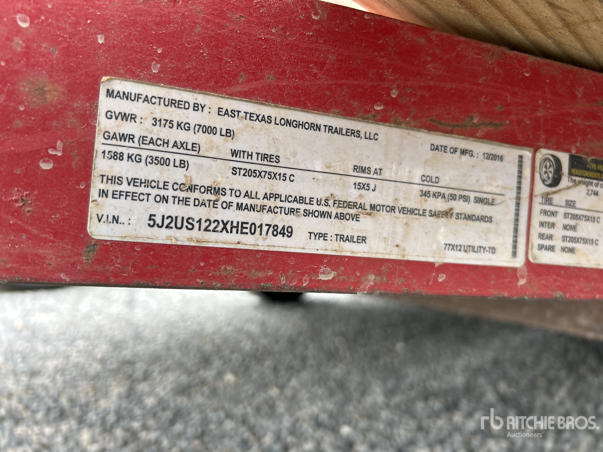 General Appearance with Serial Number / VIN