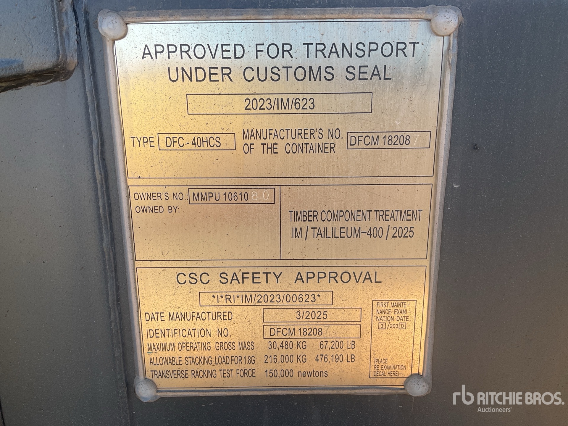 General Appearance with Serial Number / VIN