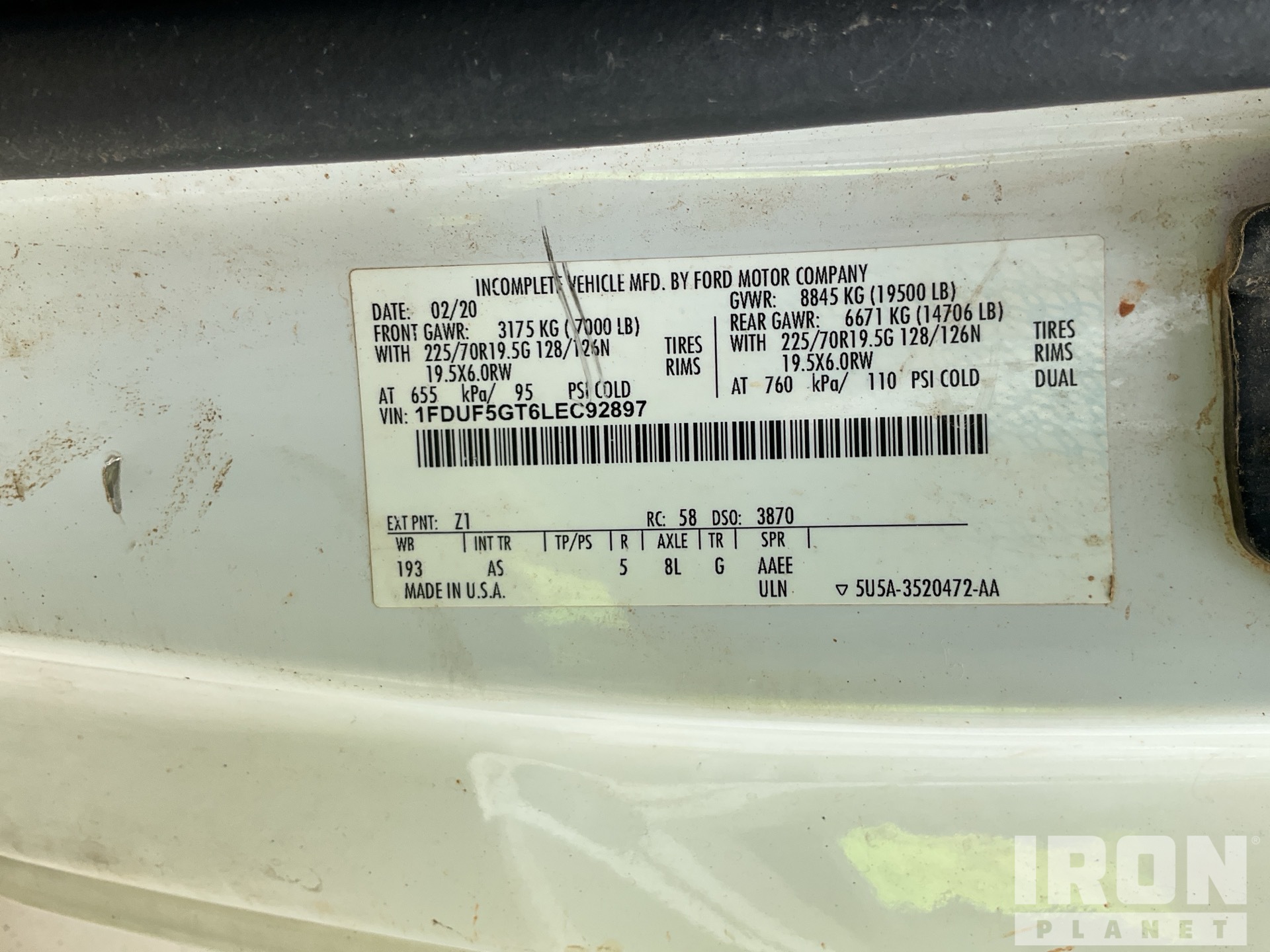 General Appearance with Serial Number / VIN