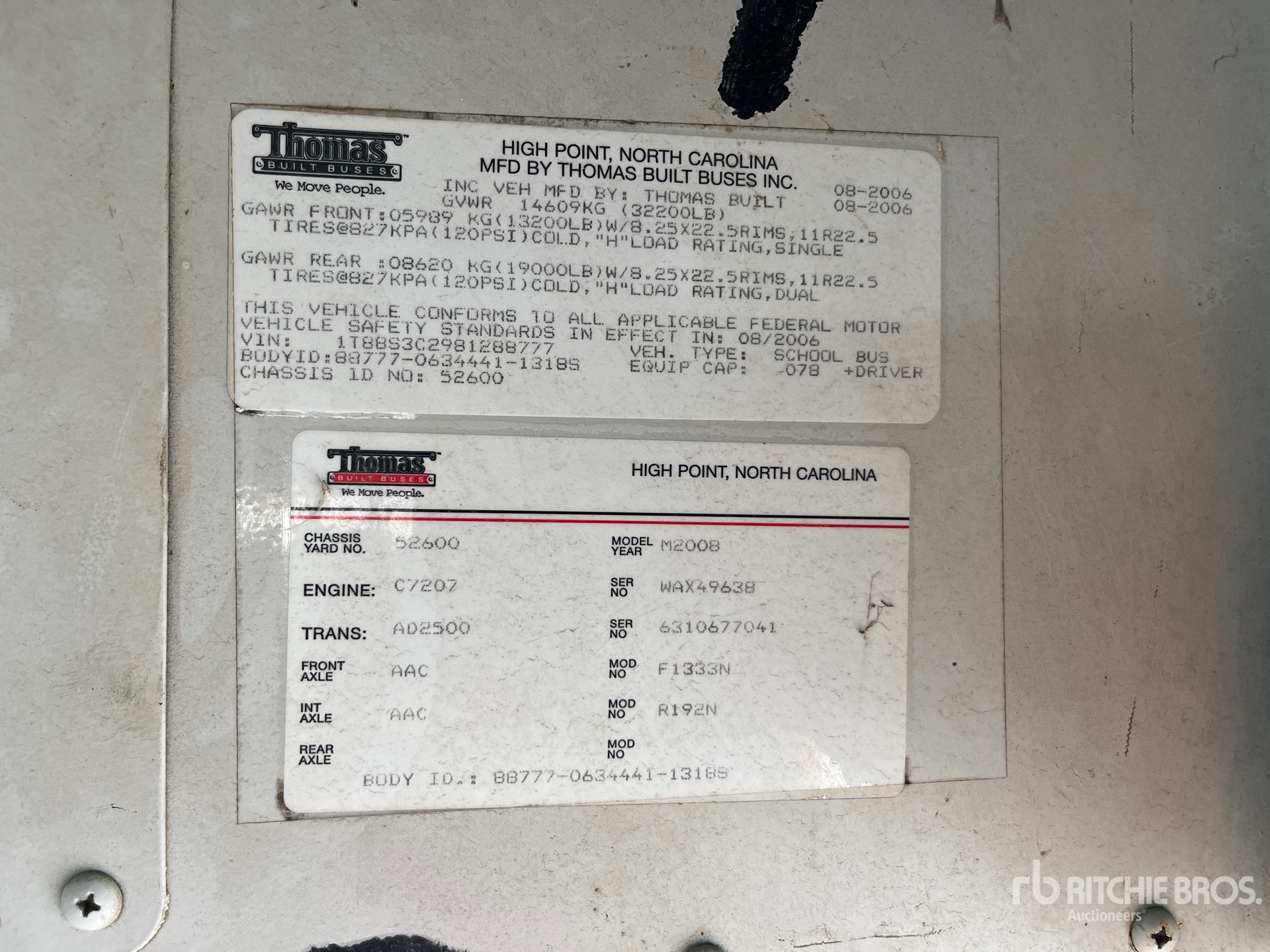 General Appearance with Serial Number / VIN