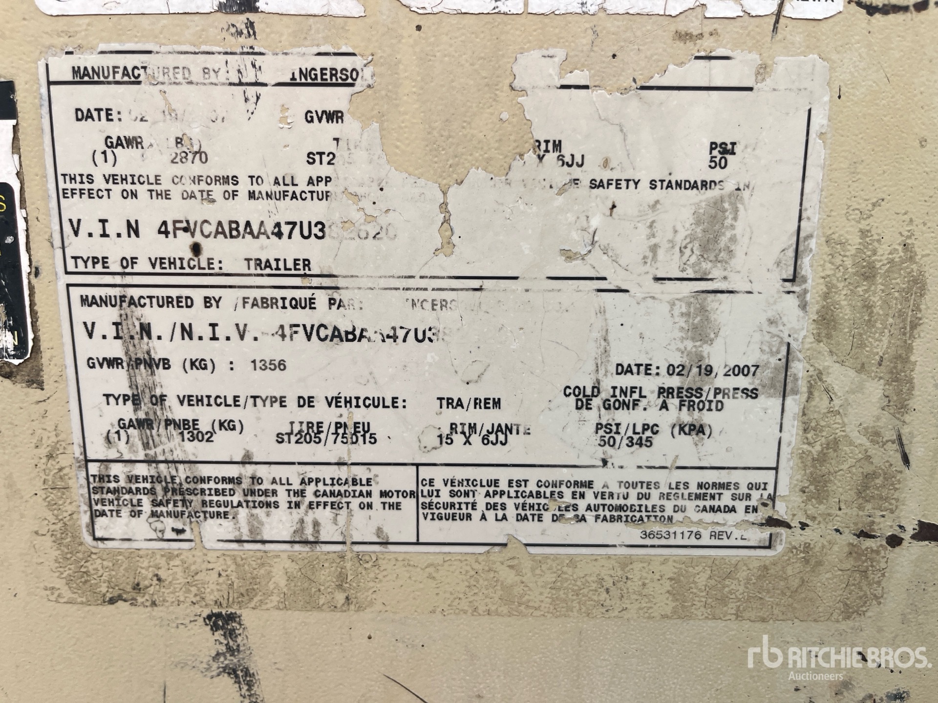 General Appearance with Serial Number / VIN