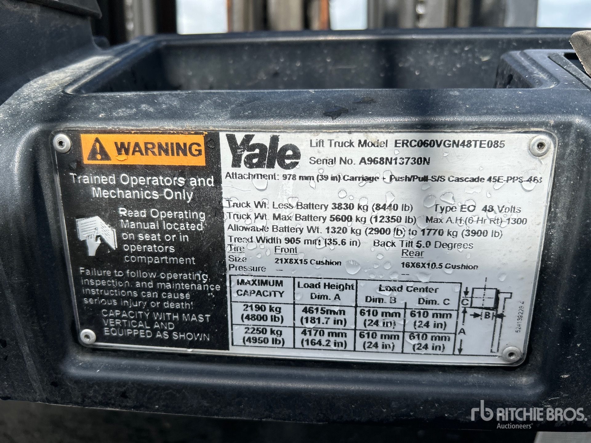 MONTACARGAS ELéCTRICO 2015 YALE ERC060VGN48TE088